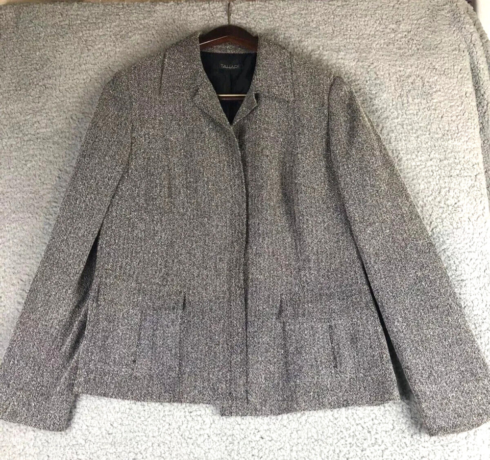 Women's Long-Sleeve Jacket  14 Deep Teal Notch Collar Tahari ASL Single-Button